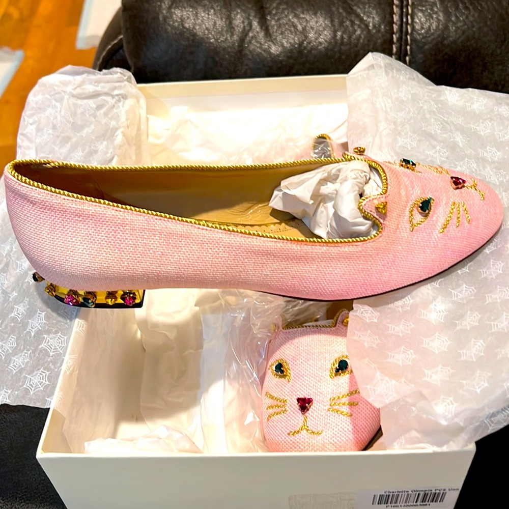 Pink fabric flat with rhinestones